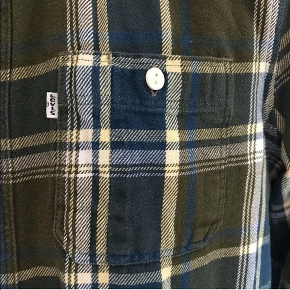 Levis Plaid Flannel LS Button Front Shirt Medium - Picture 6 of 8